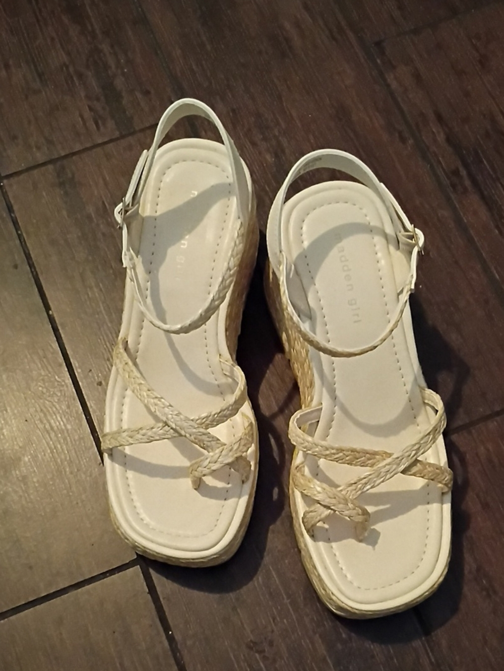 Madden Girl White Braided Wedge Sandals